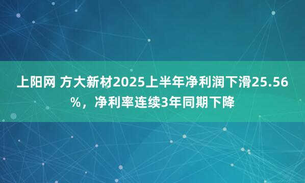 上阳网 方大新材2025上半年净利润下滑25.56%，净利率连续3年同期下降